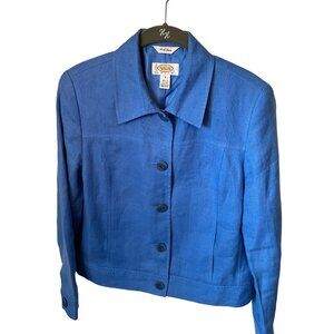 Talbots Irish Linen Size 4 Petities Blue Jacket/Blazer‎